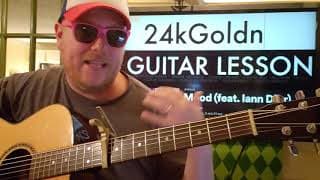Mood - 24kGoldn and Iann Dior // guitar lesson beginner tutorial easy chords