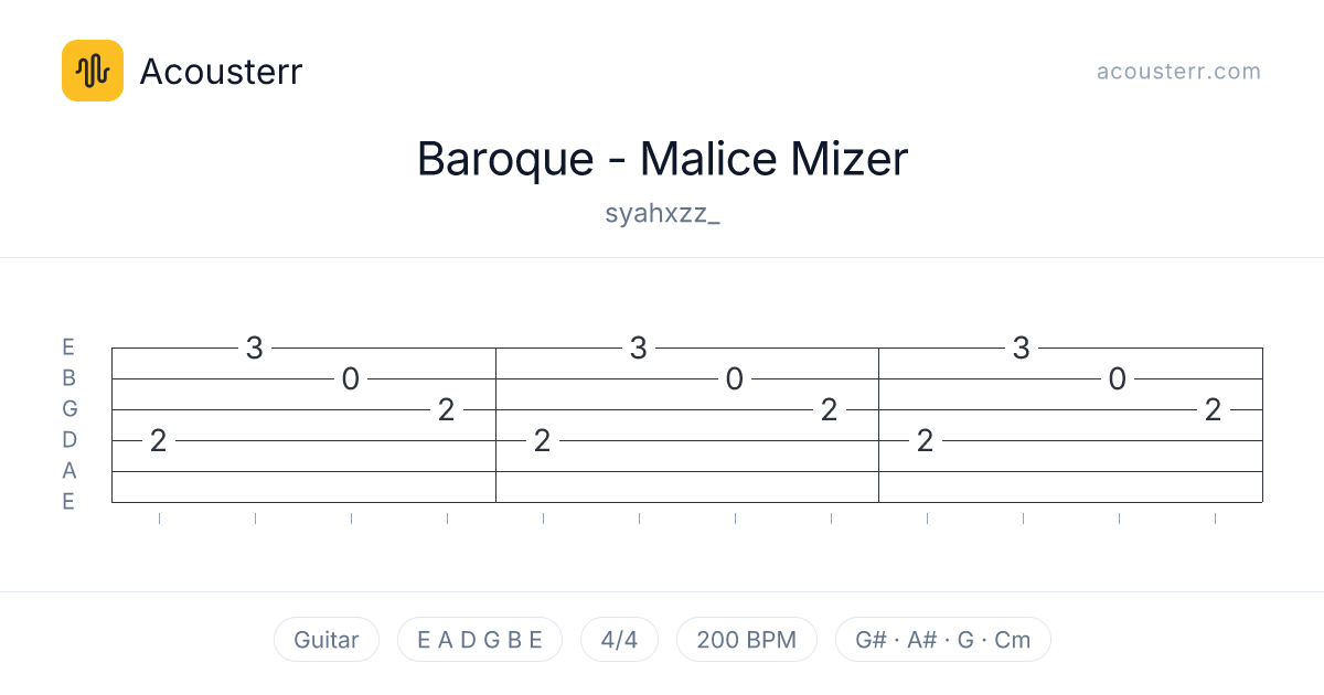 Baroque - Malice Mizer - Guitar Tabs & Sheet Music - Acousterr